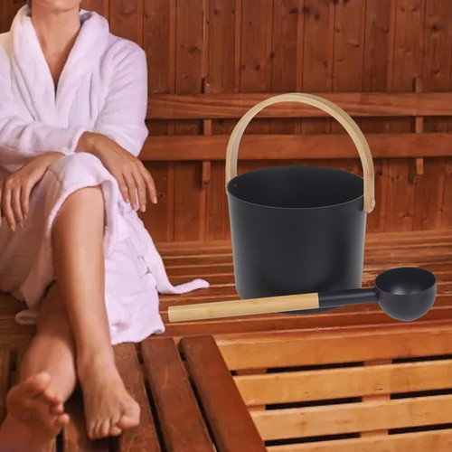 Sauna bucket and spoon bamboo - and,