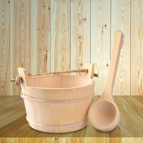 Wooden sauna barrel - barrel, ladle