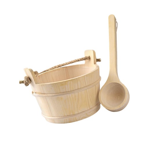 Wood sauna barrel and - and, ladle