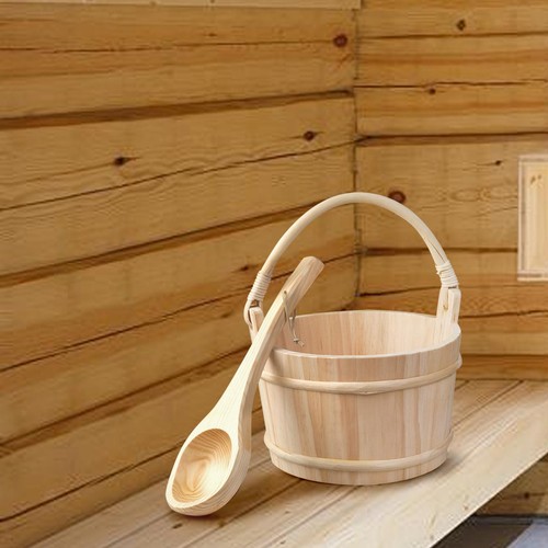 Sauna barrel and ladle with - and,